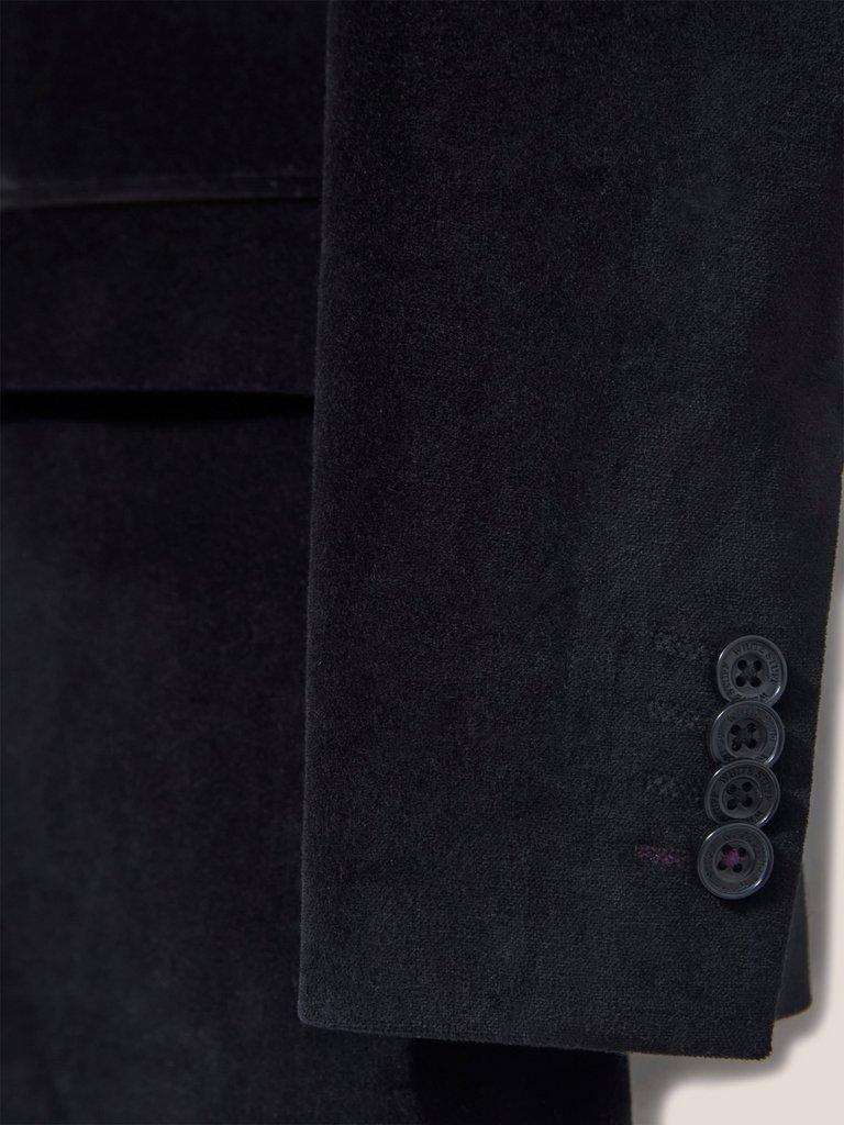 Mens Velvet Blazer in PURE BLK - FLAT DETAIL