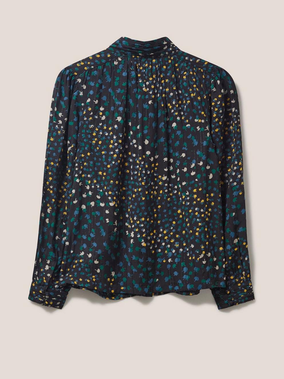 Mirabel Metallic Stripe Top in GREY MLT - FLAT BACK