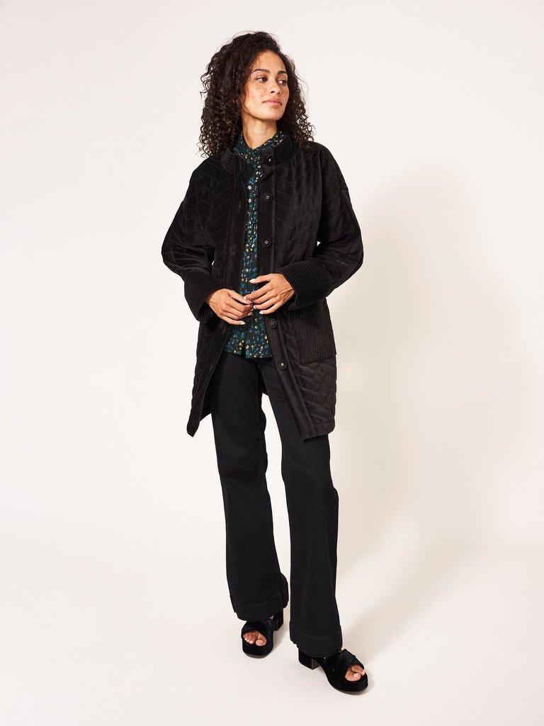 Mirabel Metallic Stripe Top in GREY MLT - MODEL FRONT