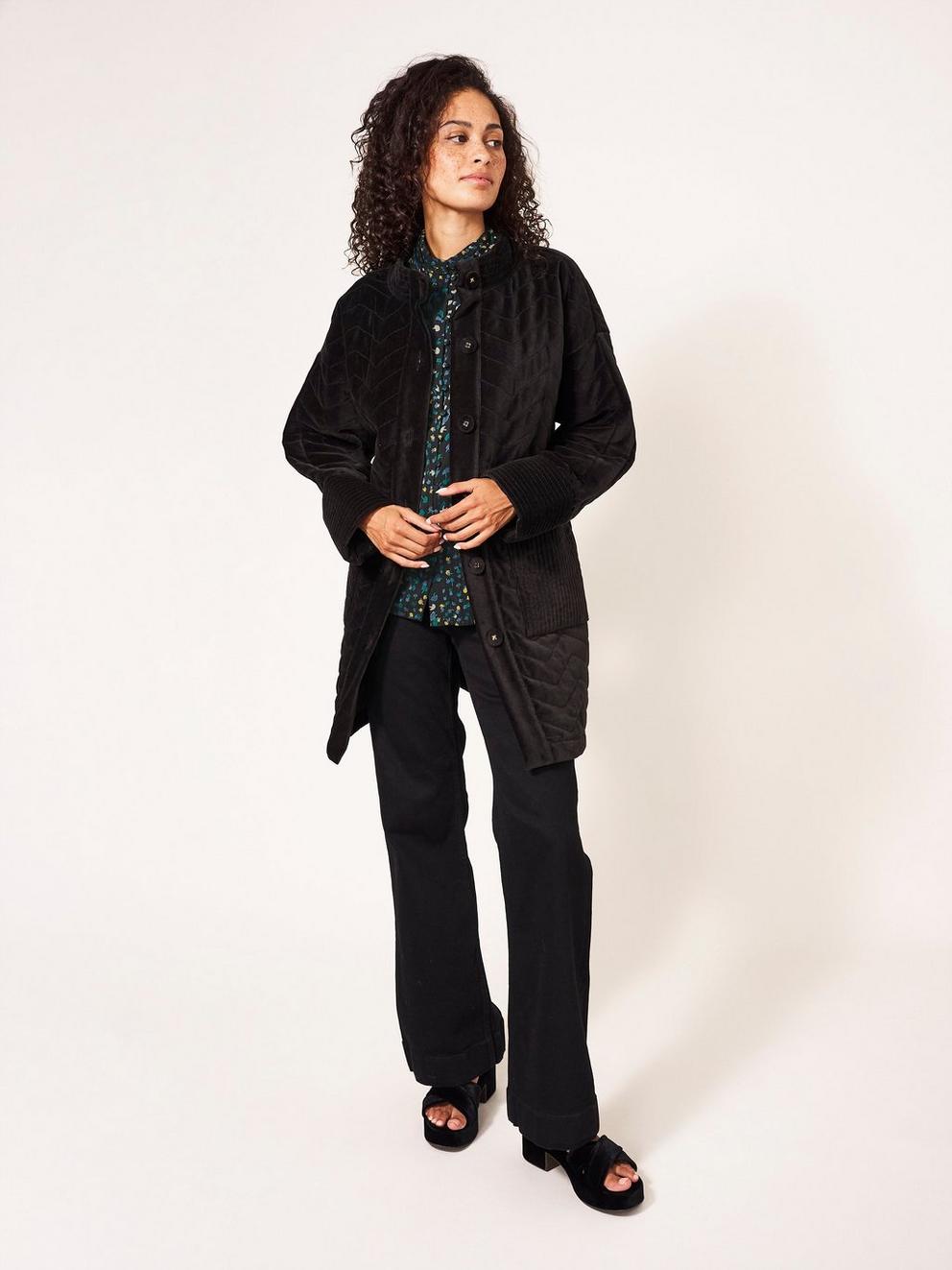 Mirabel Metallic Stripe Top in GREY MLT - MODEL FRONT