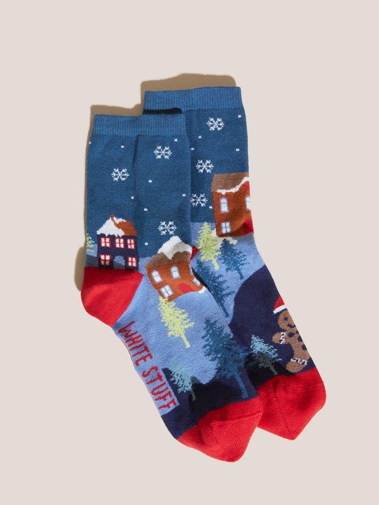 Gingerbread Sock In A Box in GREY MLT - FLAT BACK