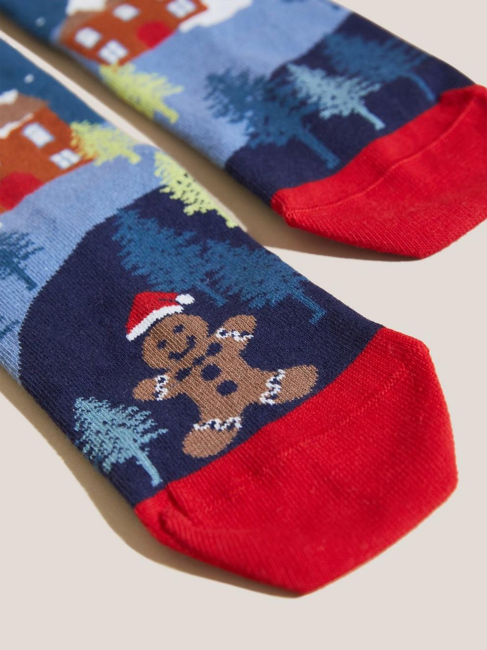 Gingerbread Sock In A Box in GREY MLT - FLAT DETAIL