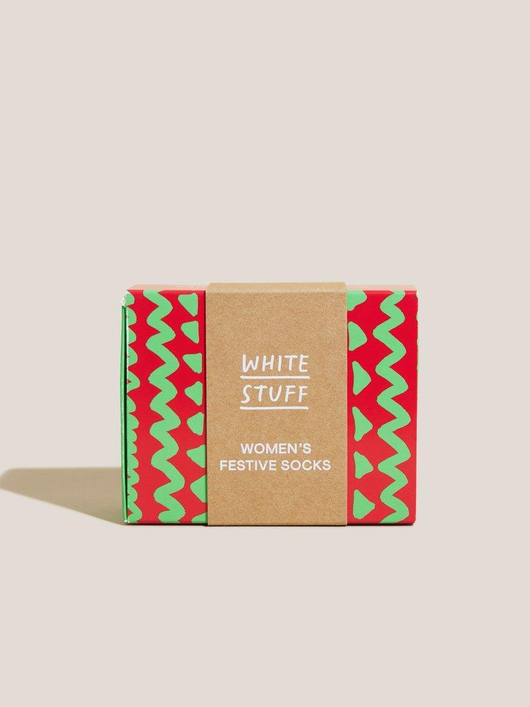 Gingerbread Sock In A Box in GREY MLT - MODEL FRONT