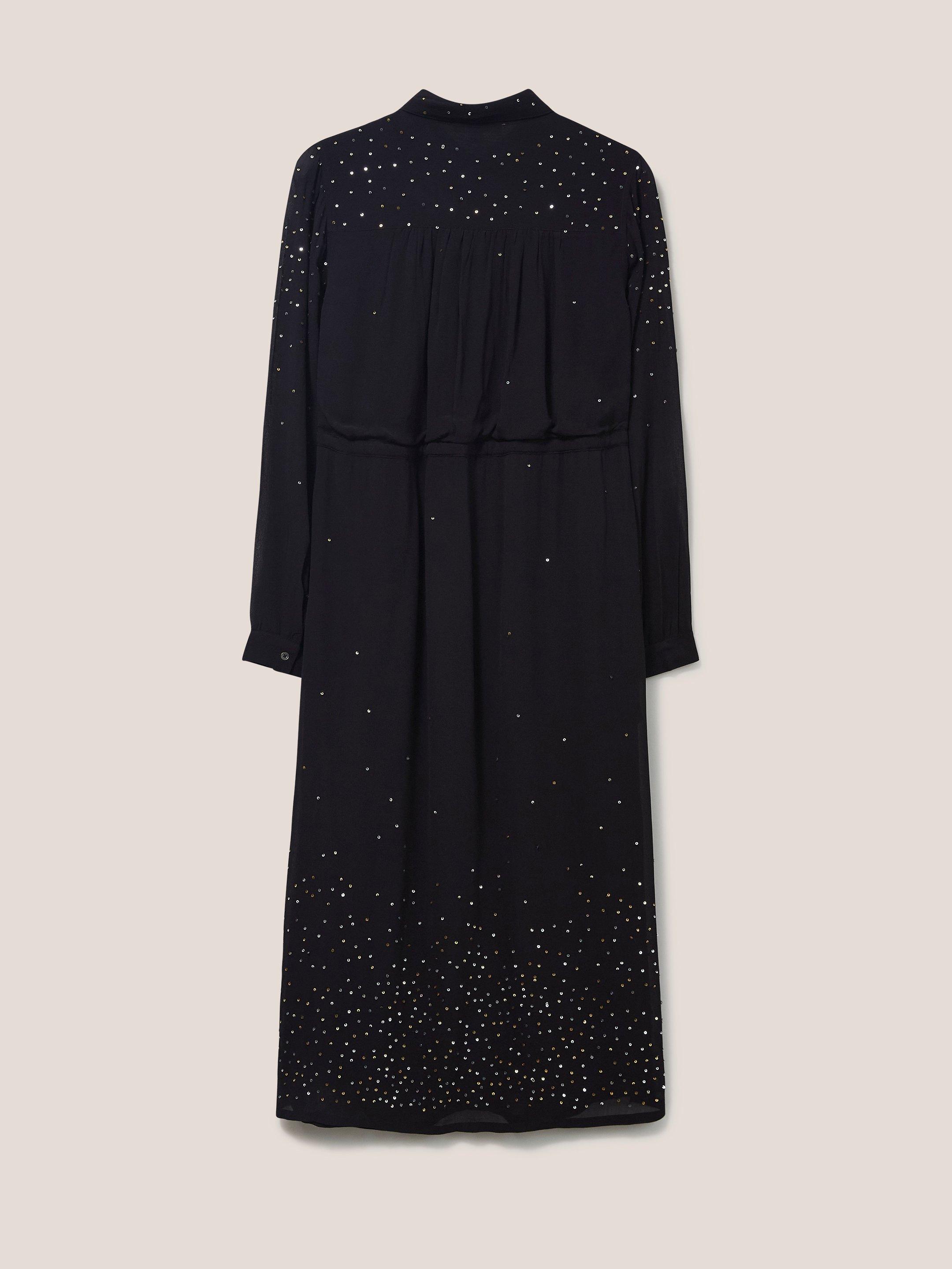 Celine Sequin Shirt Dress in BLK MLT - FLAT BACK