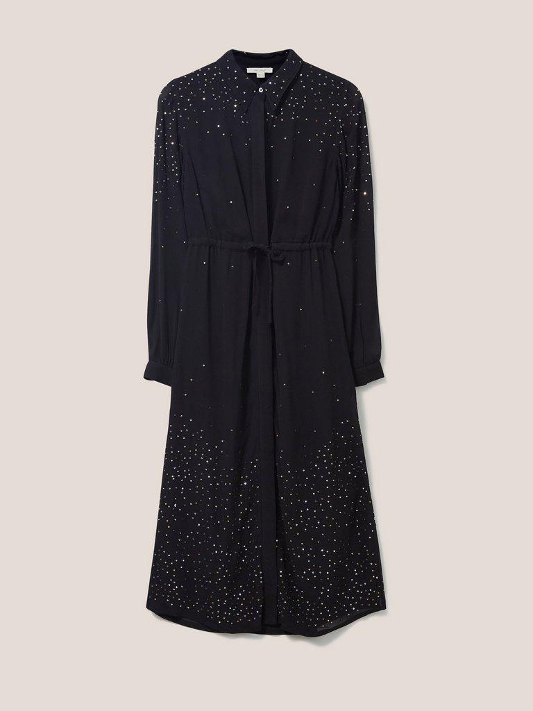 Celine Sequin Shirt Dress in BLK MLT - FLAT FRONT