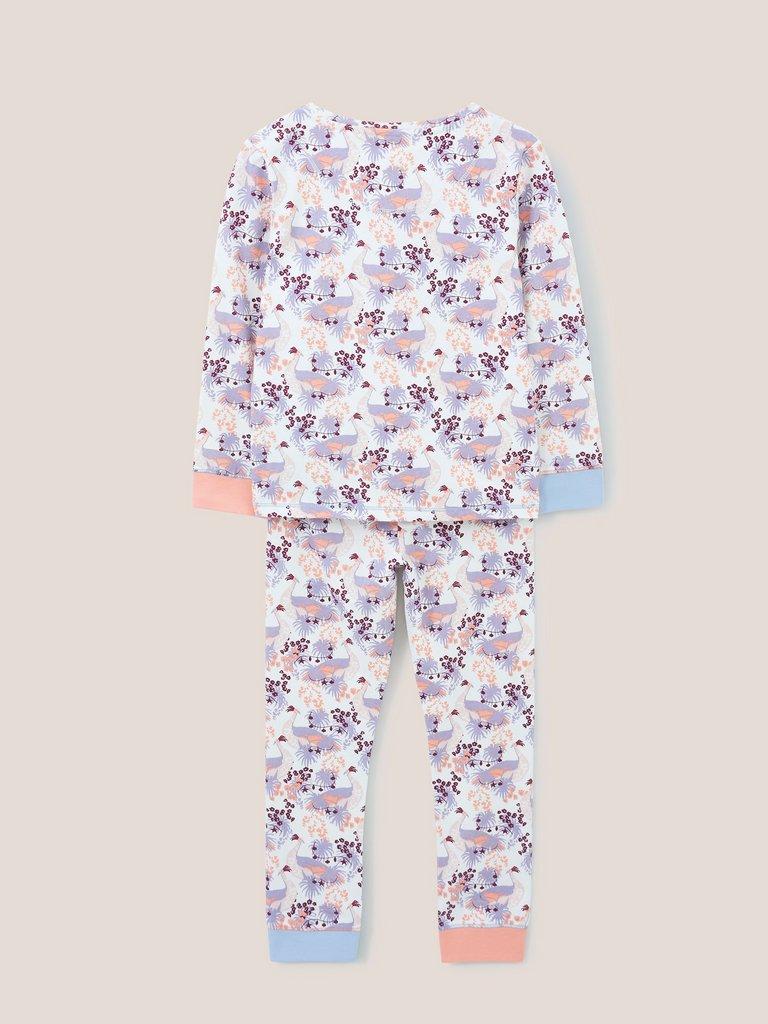 Girls Peacock PJ Set in PINK MLT - FLAT BACK