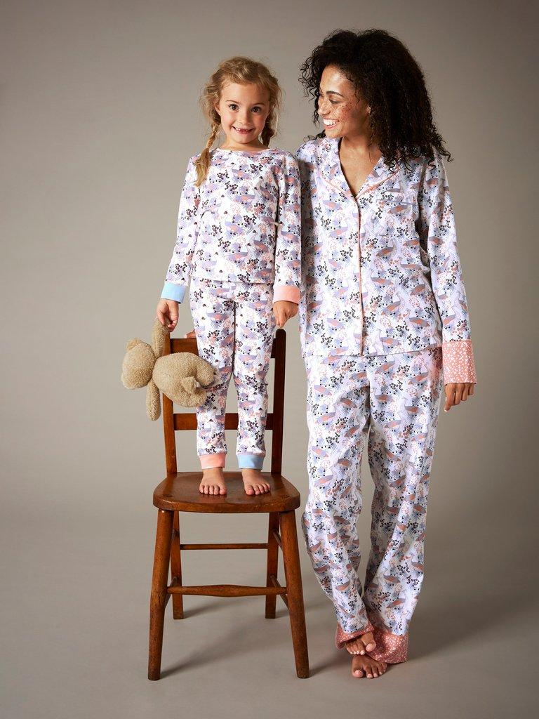 Girls Peacock PJ Set in PINK MLT - MODEL DETAIL