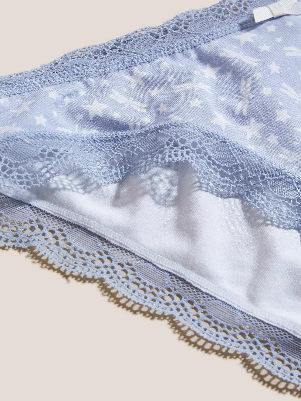 Dragonfly Stars Knicker in BLUE PR - FLAT DETAIL