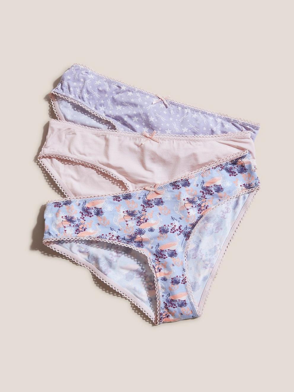 Knicker 3 Pack in BLUE PR - FLAT FRONT