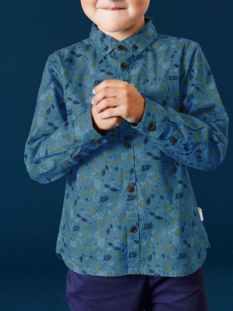 Finley Snake Print Shirt in BLUE MLT - MODEL DETAIL