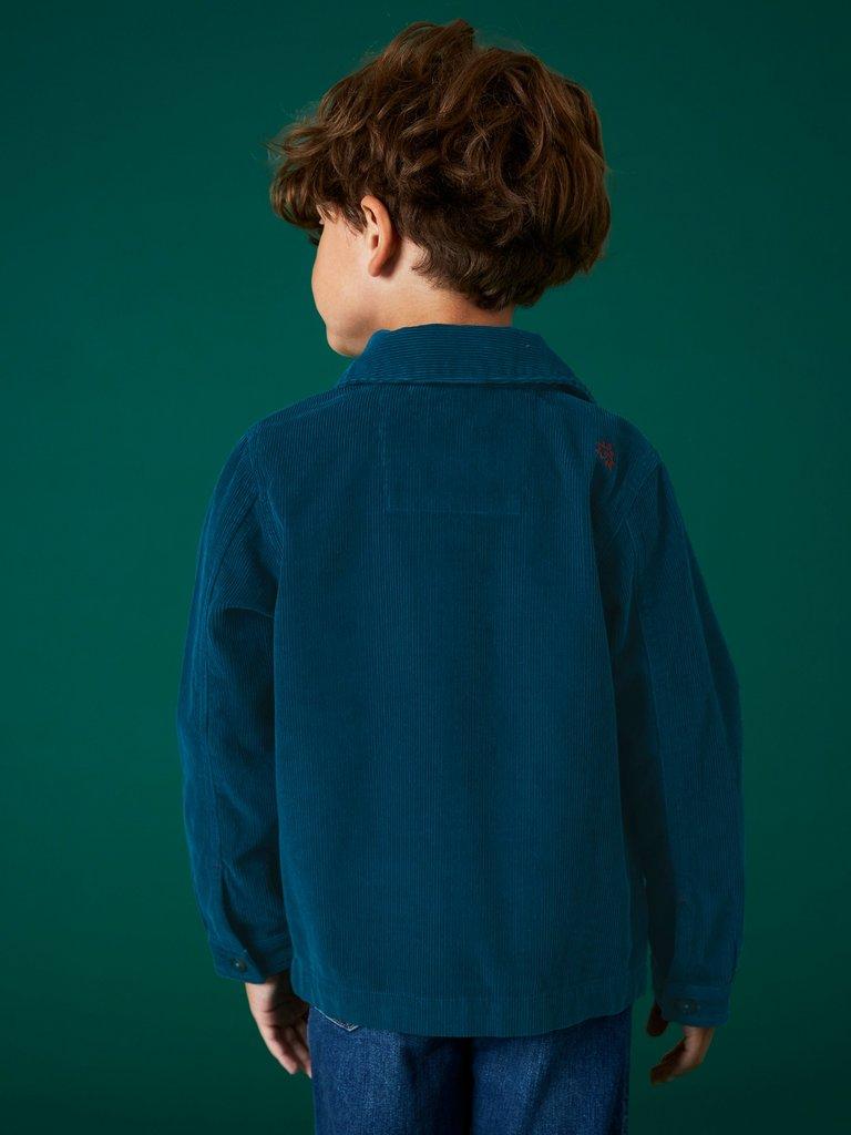 Cole Cord Overshirt in DARK TEAL - MODEL BACK