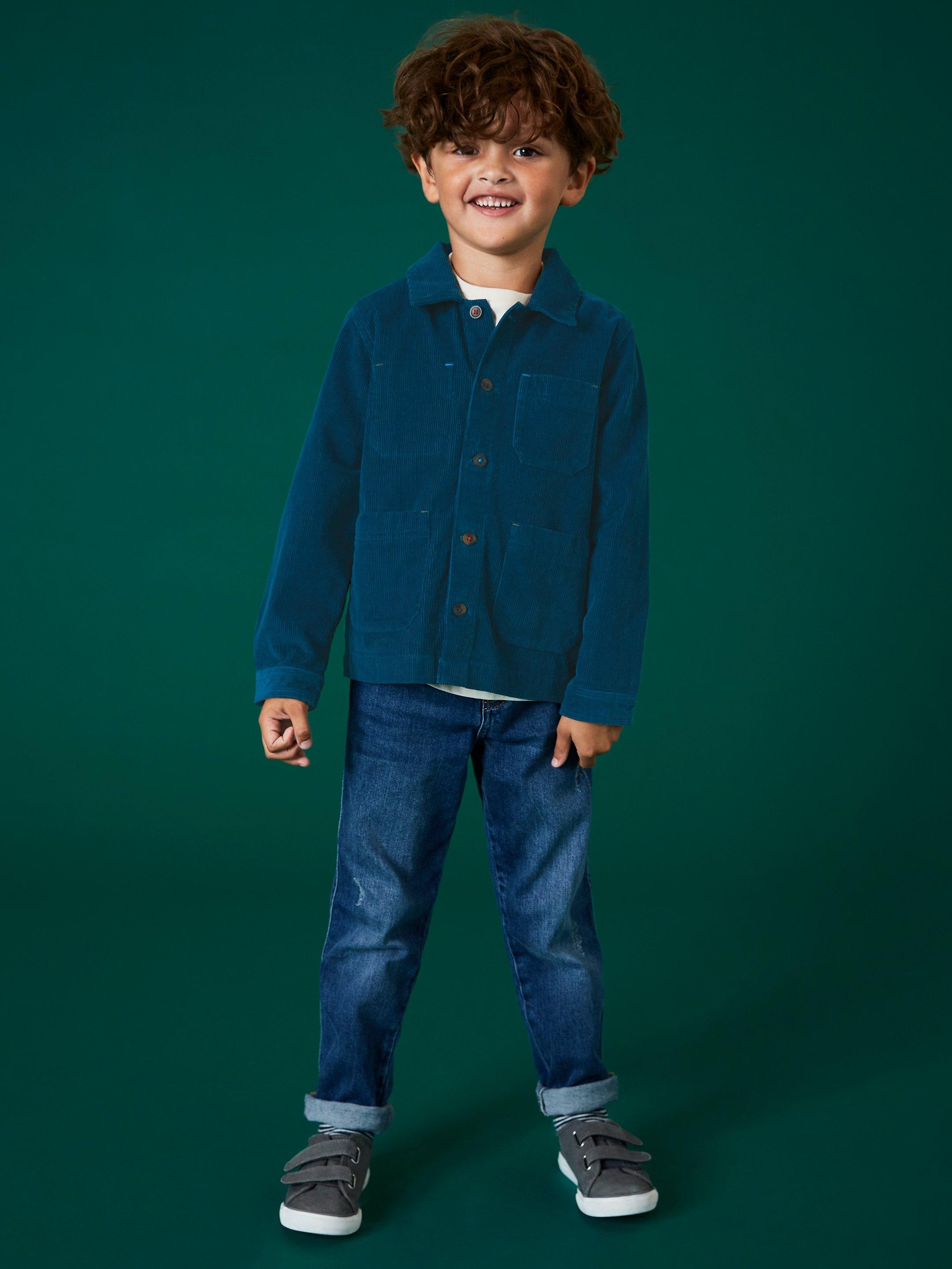Cole Cord Overshirt in DARK TEAL - MODEL FRONT