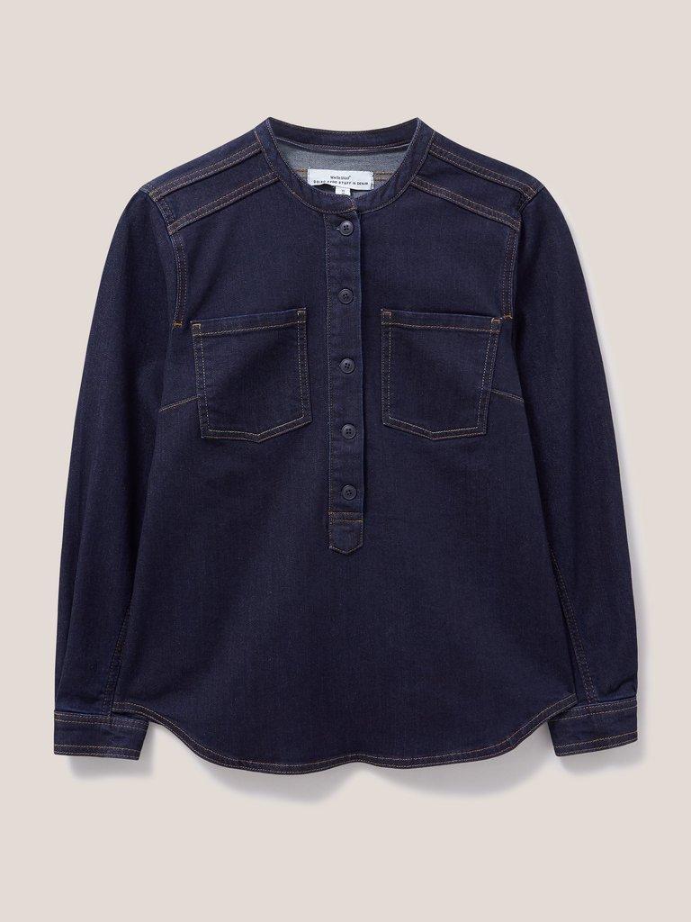 Quinn Denim Shirt in DK DENIM - FLAT FRONT