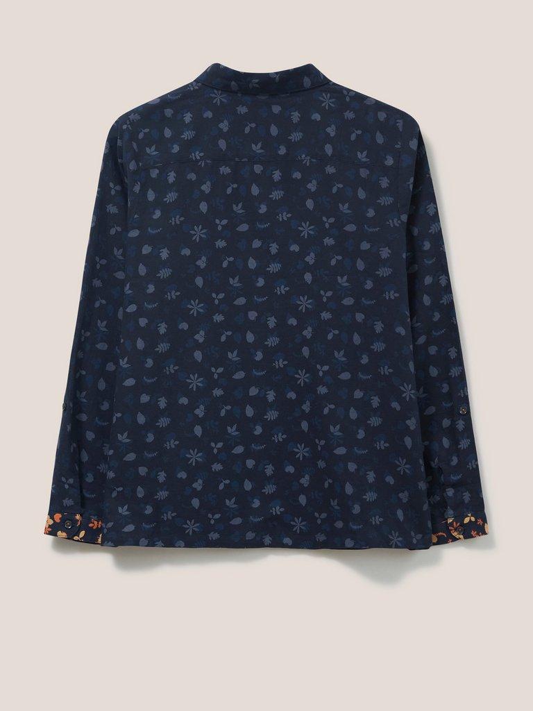 Emilia Organic Print Shirt in NAVY MULTI - FLAT BACK