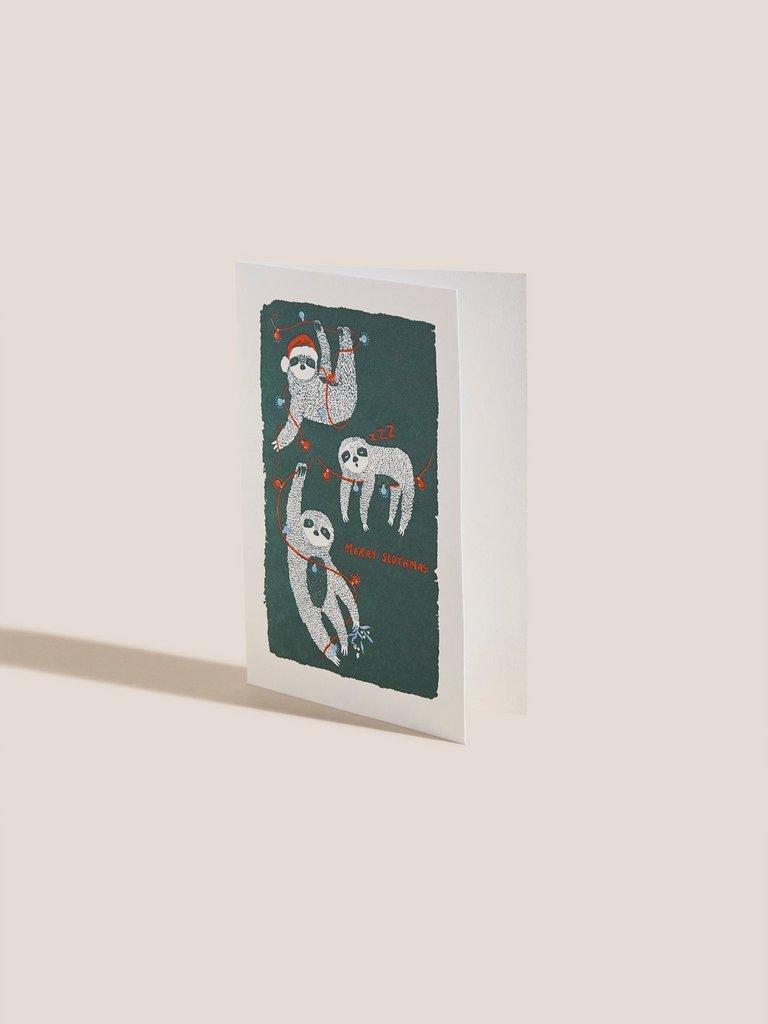 Slothmas Christmas Cards in BLUE MLT - FLAT DETAIL