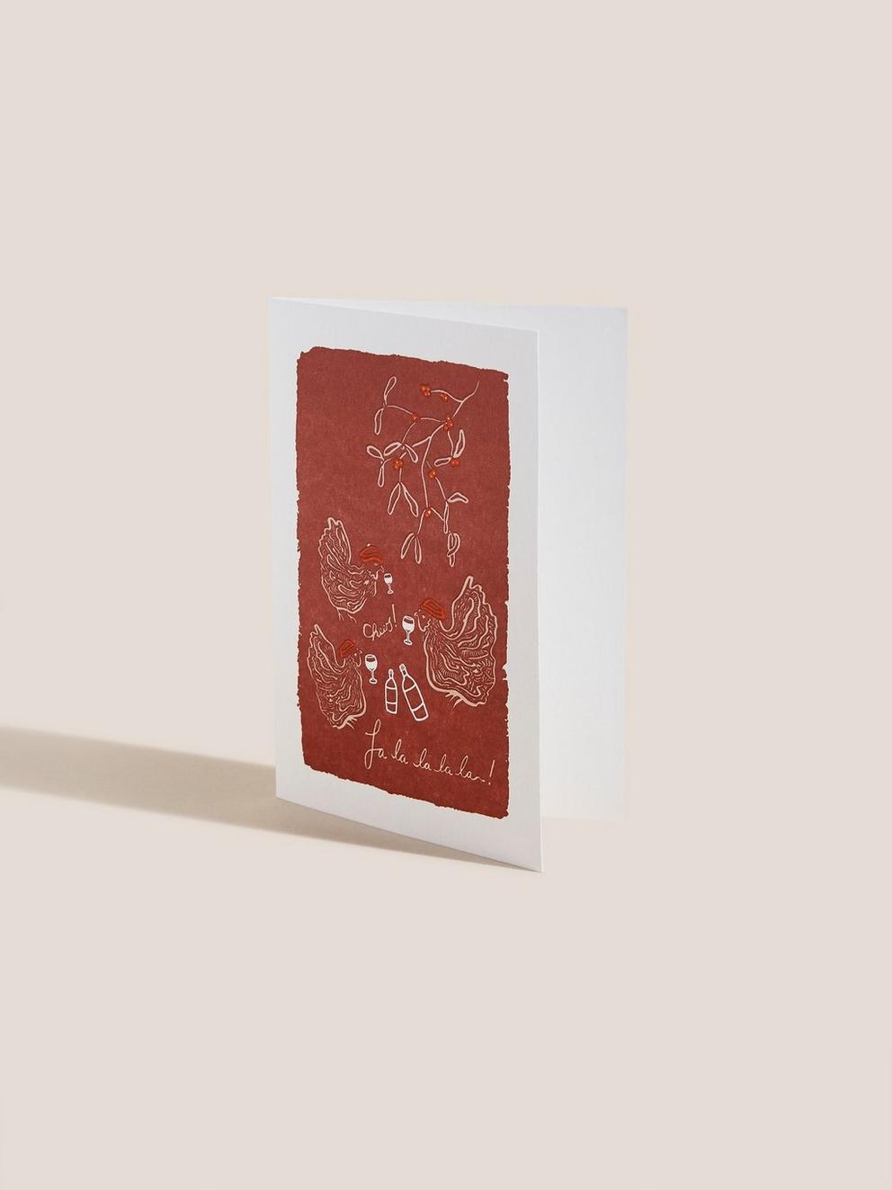 Fa La La La Christmas Cards in RED MLT - FLAT DETAIL