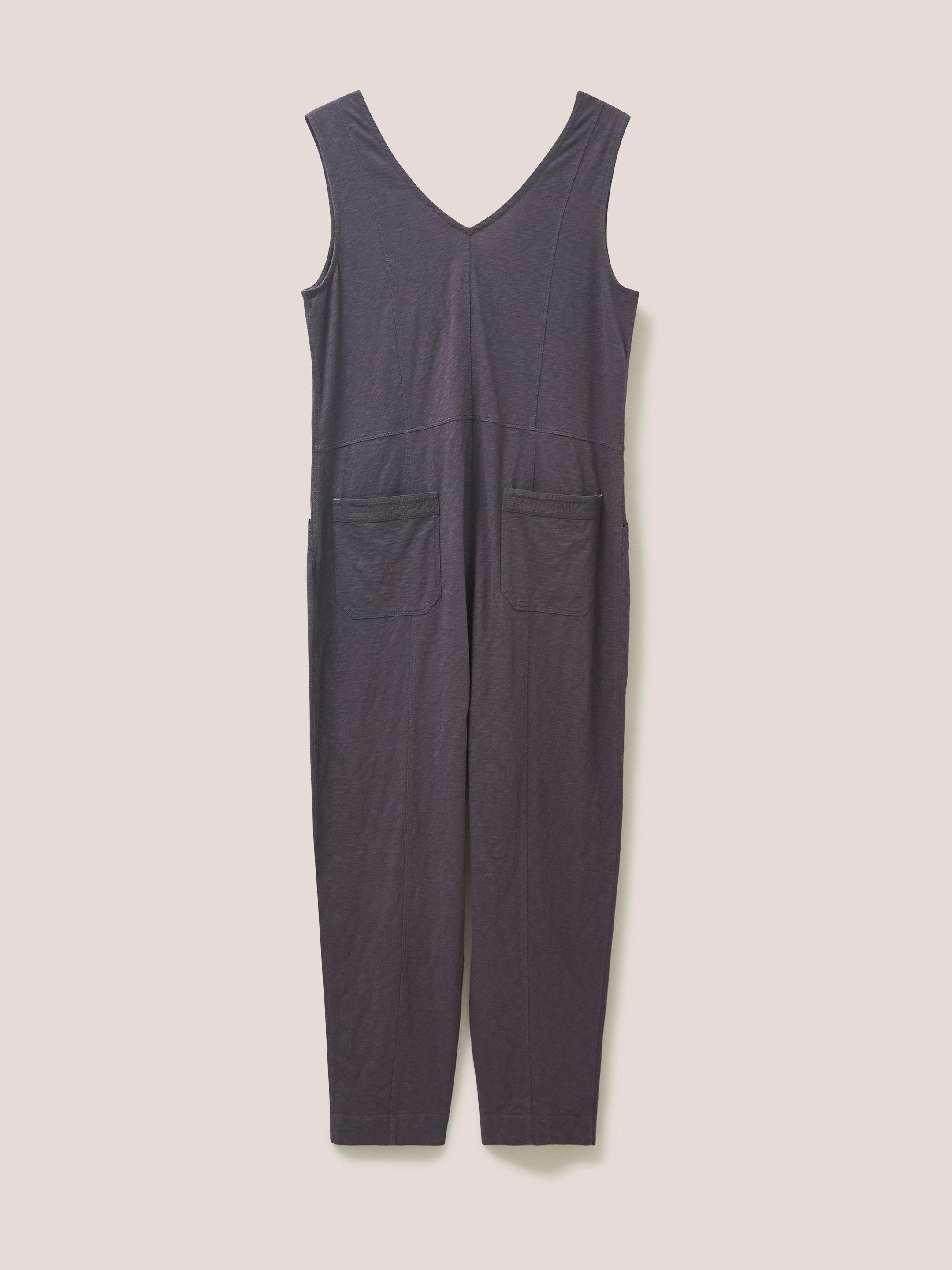 Isla Jersey Jumpsuit in CHARC GREY - FLAT BACK