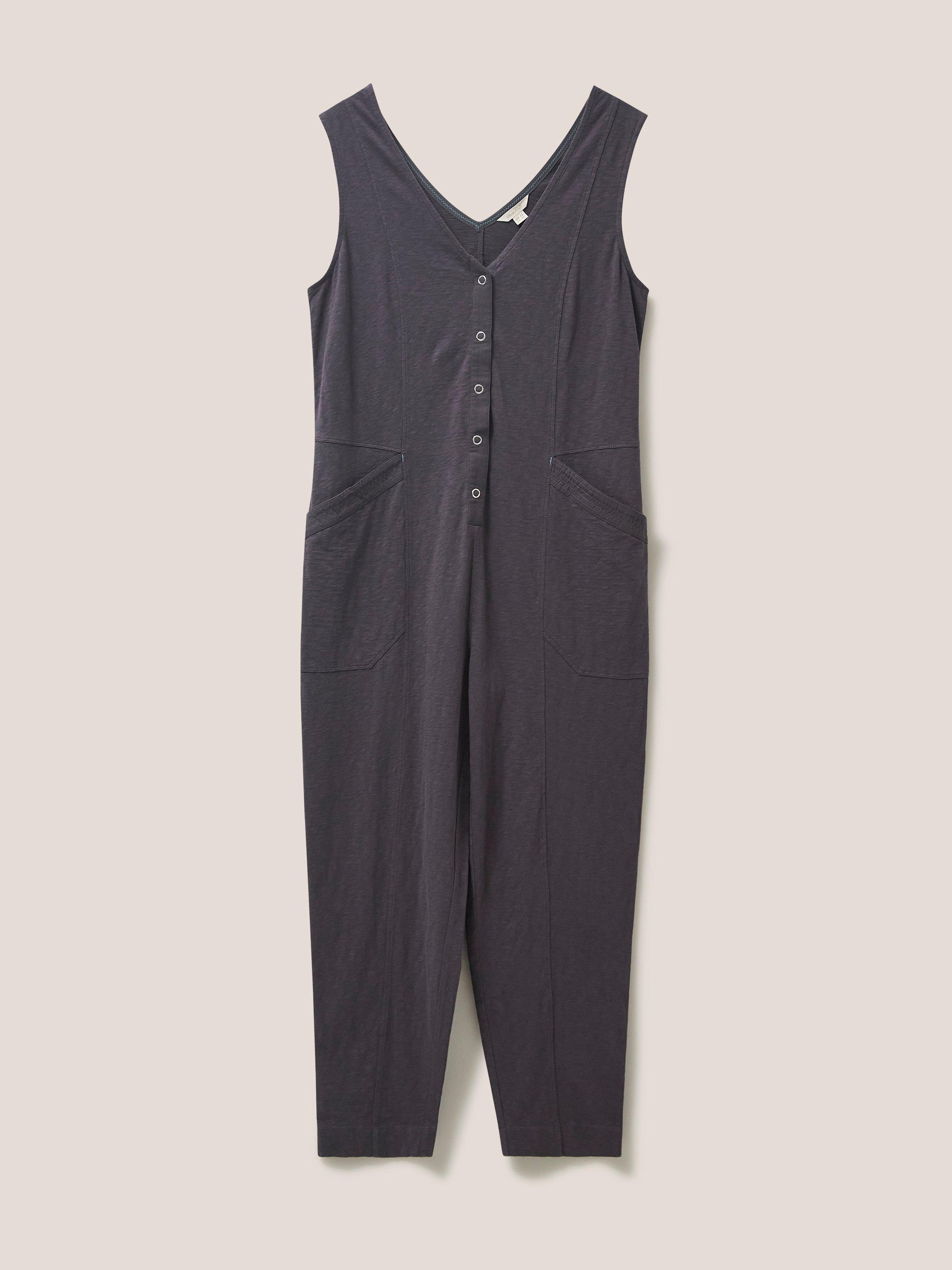 Isla Jersey Jumpsuit in CHARC GREY - FLAT FRONT