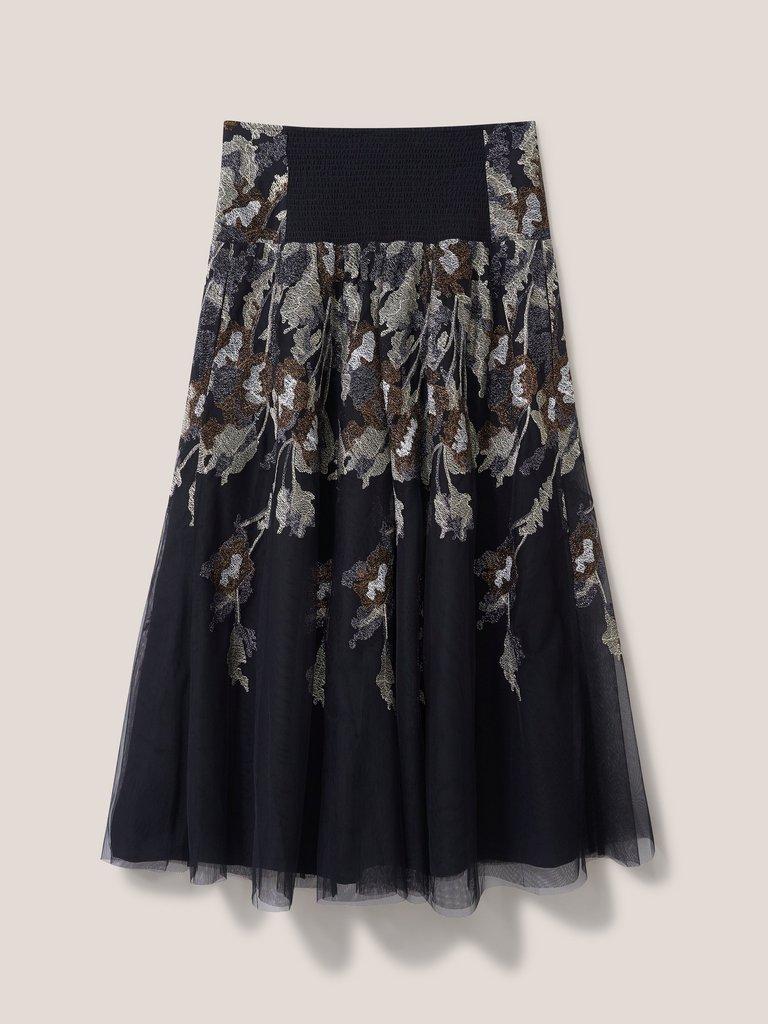 Embroidered Mesh Skirt in BLK MLT - FLAT BACK