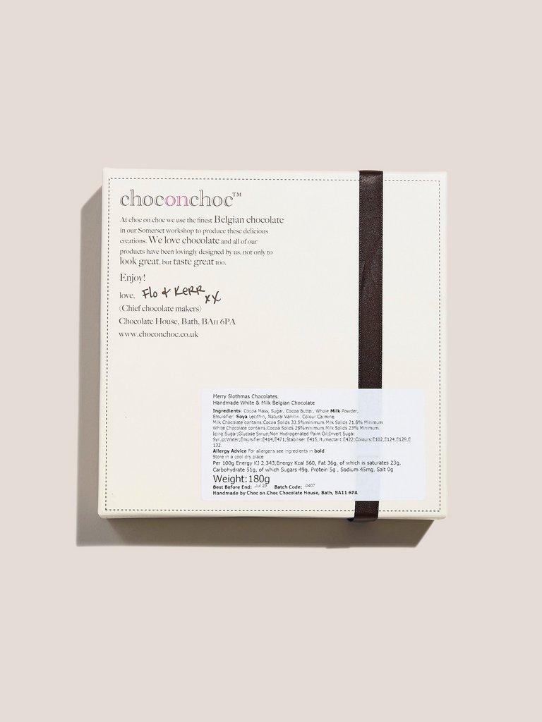 Merry Slothmas Chocolates in BROWN MLT - FLAT BACK