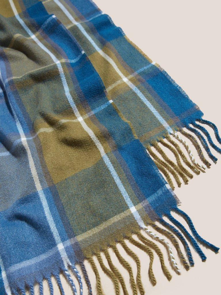 Christoff Check Recylced Scarf in BLUE MLT - FLAT BACK