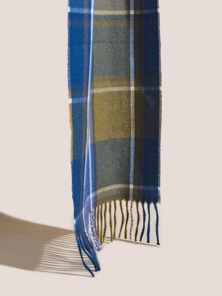 Christoff Check Recylced Scarf in BLUE MLT - FLAT DETAIL