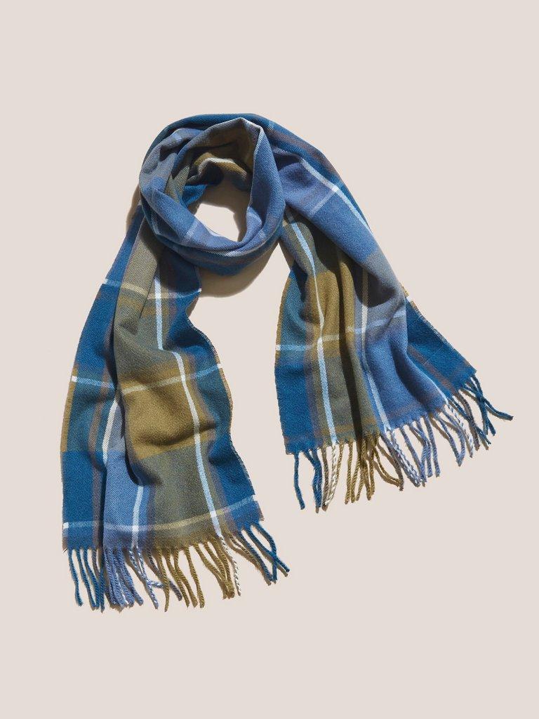 Christoff Check Recylced Scarf in BLUE MLT - FLAT FRONT