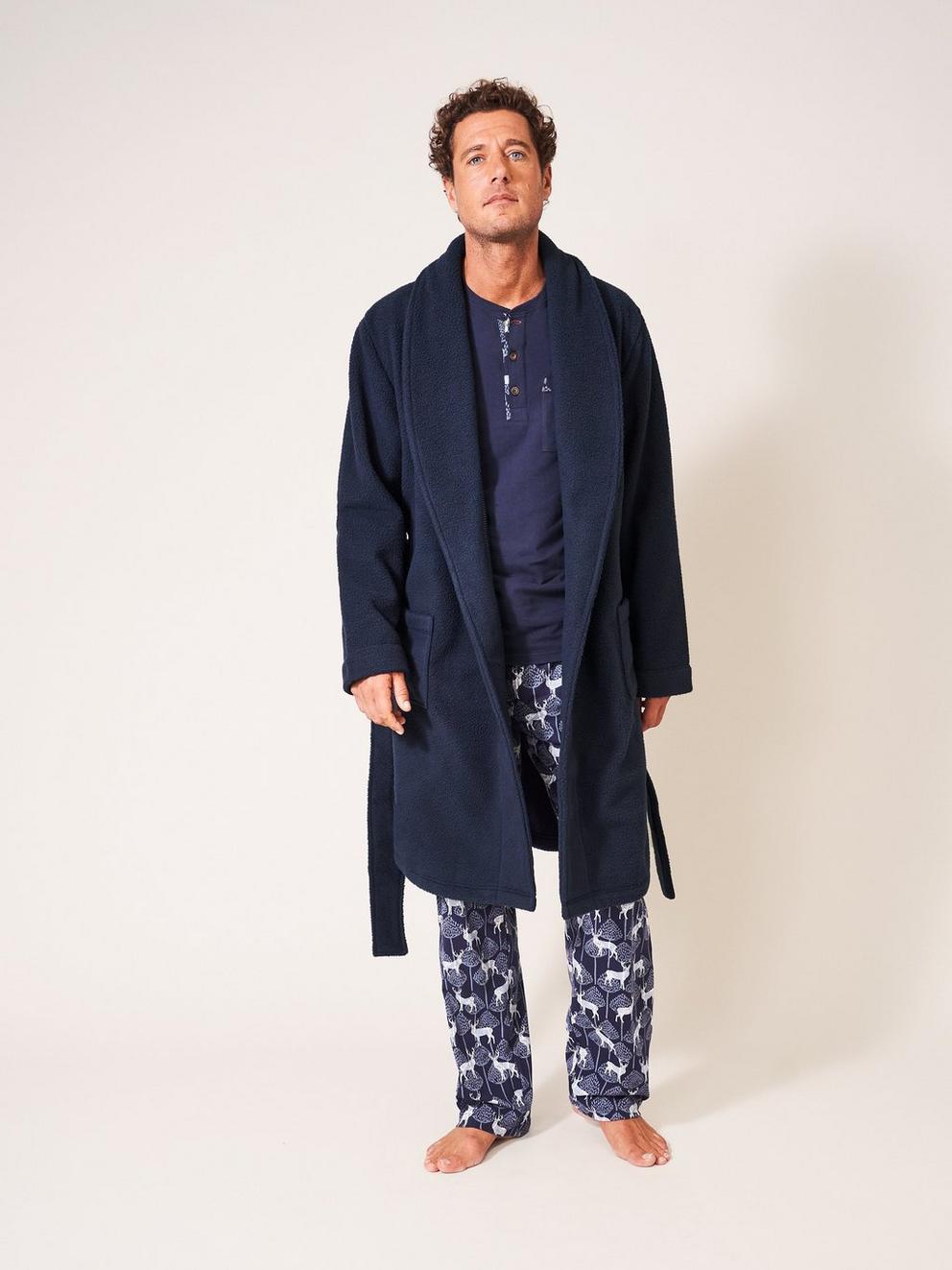 Kingham Robe in DARK NAVY - MODEL BACK