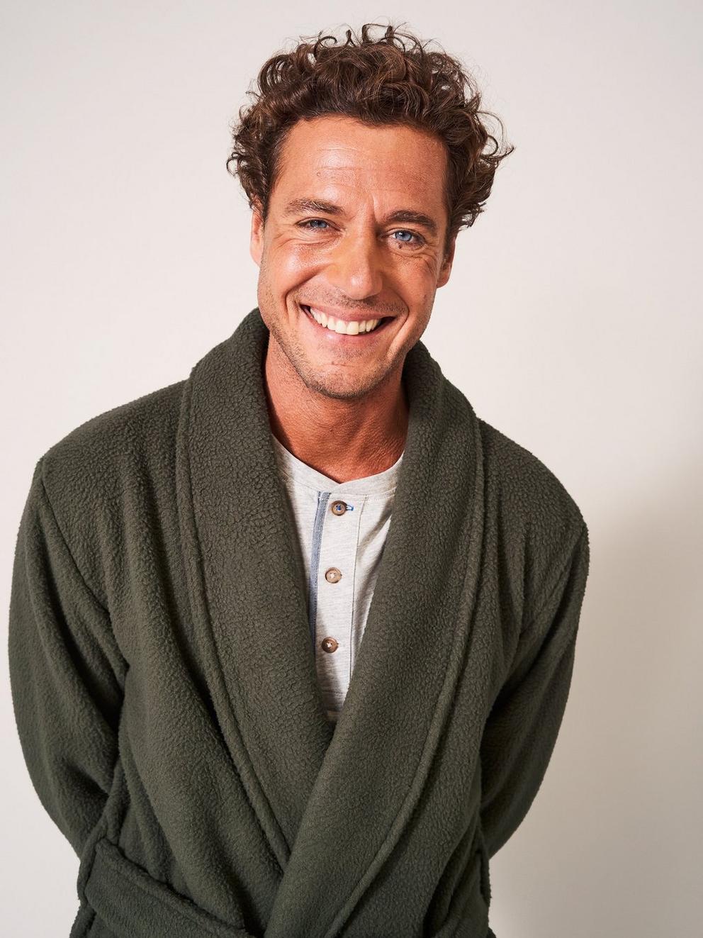 Kingham Robe in DK GREEN - MODEL FRONT