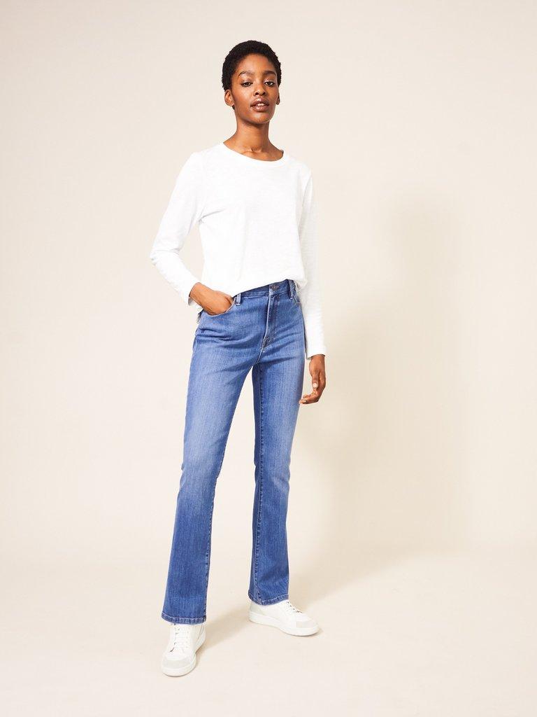 Sara Slim Flare Jean in MID DENIM - LIFESTYLE