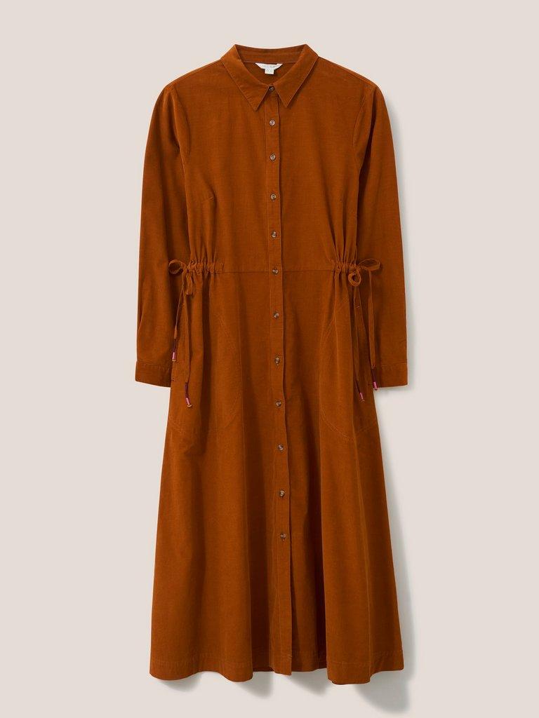 Jade Cord Shirt Dress in DK ORANGE - FLAT FRONT