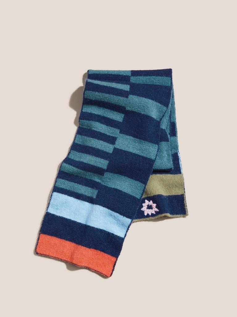 Pete Colourblock Scarf in TEAL MLT - FLAT BACK