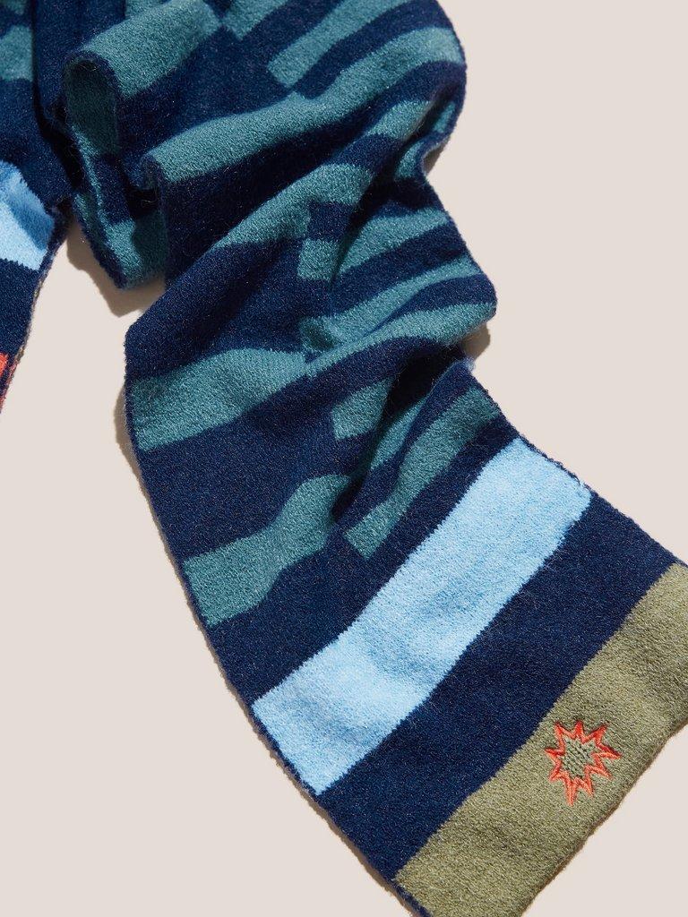 Pete Colourblock Scarf in TEAL MLT - FLAT DETAIL