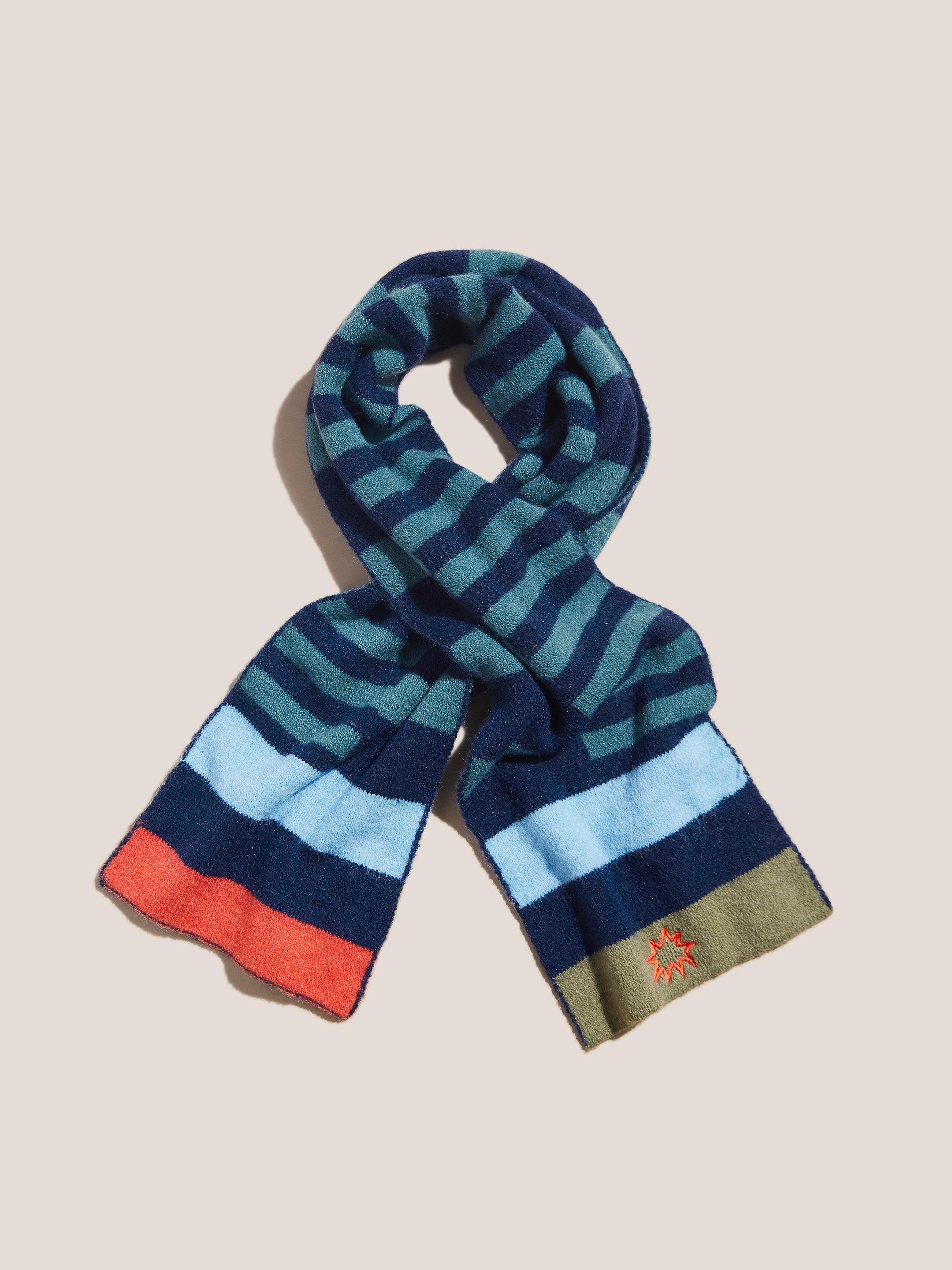 Pete Colourblock Scarf in TEAL MLT - FLAT FRONT