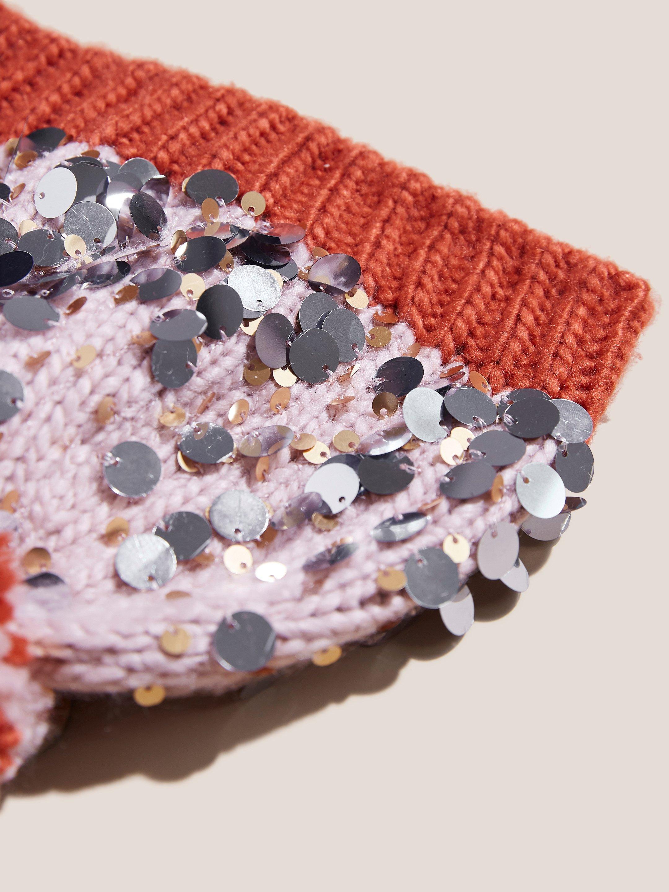 Sequin Hat in PINK MLT - FLAT DETAIL