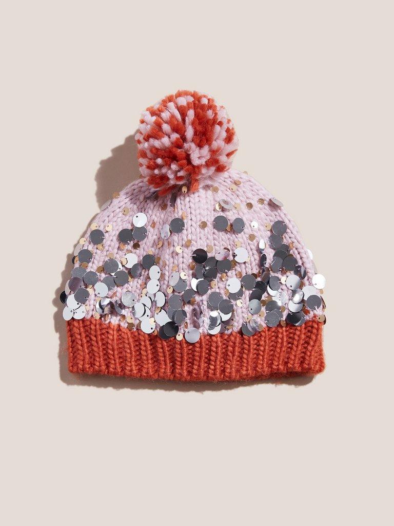 Sequin Hat in PINK MLT - FLAT FRONT