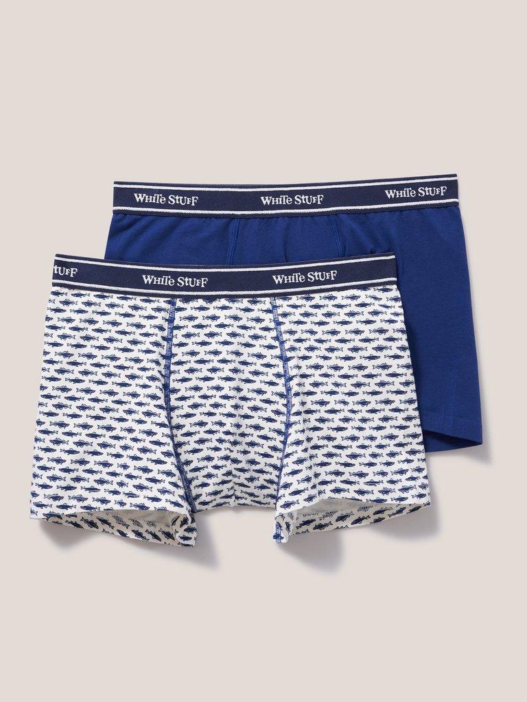 2 Pack Boxers Print and Plain in WHITE MLT - FLAT FRONT