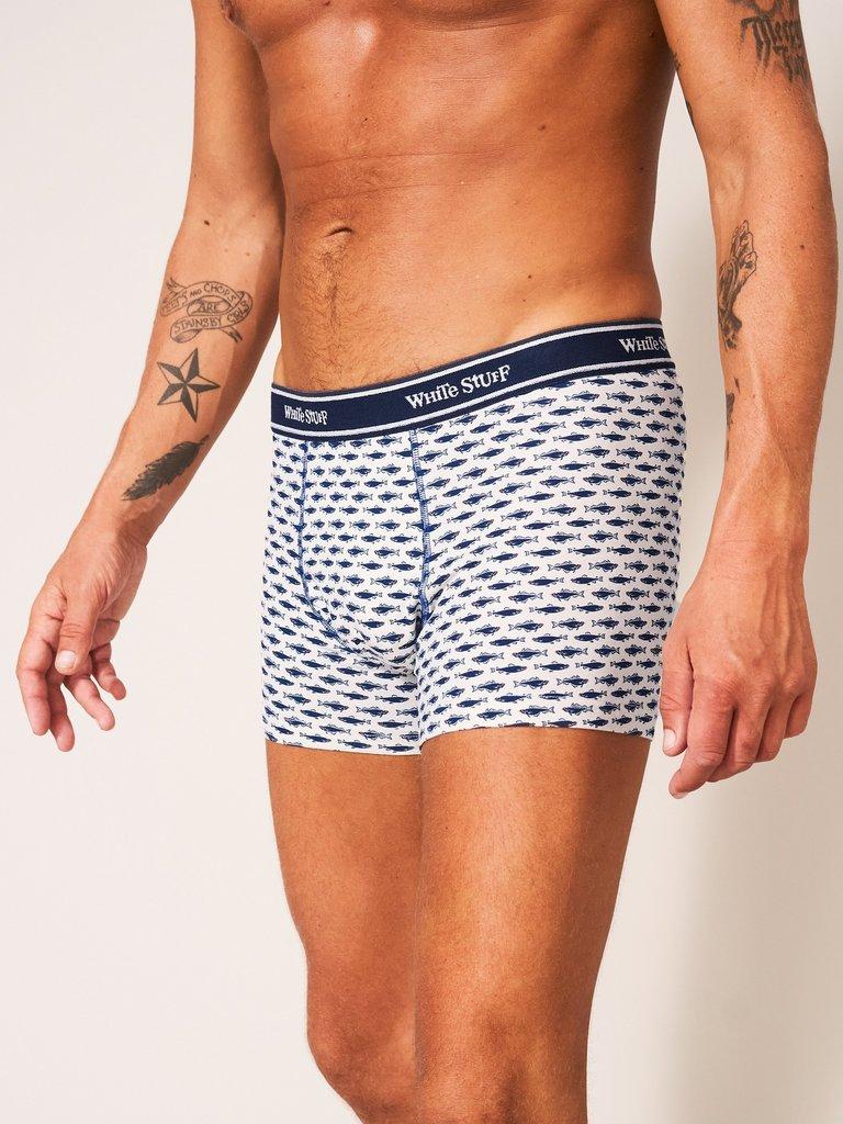 2 Pack Boxers Print and Plain in WHITE MLT - MODEL DETAIL