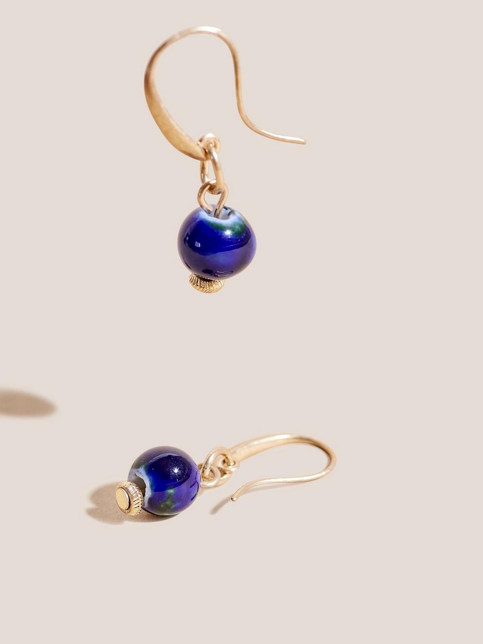 Bead Drop Earrings in DEEP BLUE - FLAT DETAIL