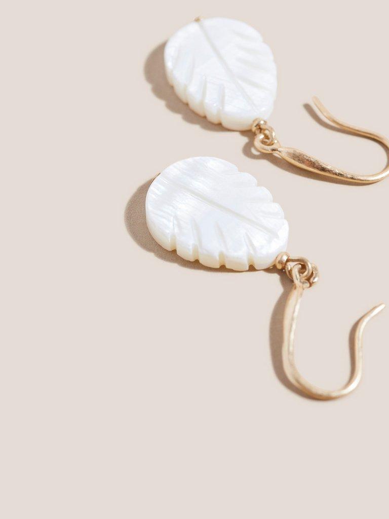 Feather Leaf Drop Earrings in IVORY MLT - FLAT DETAIL
