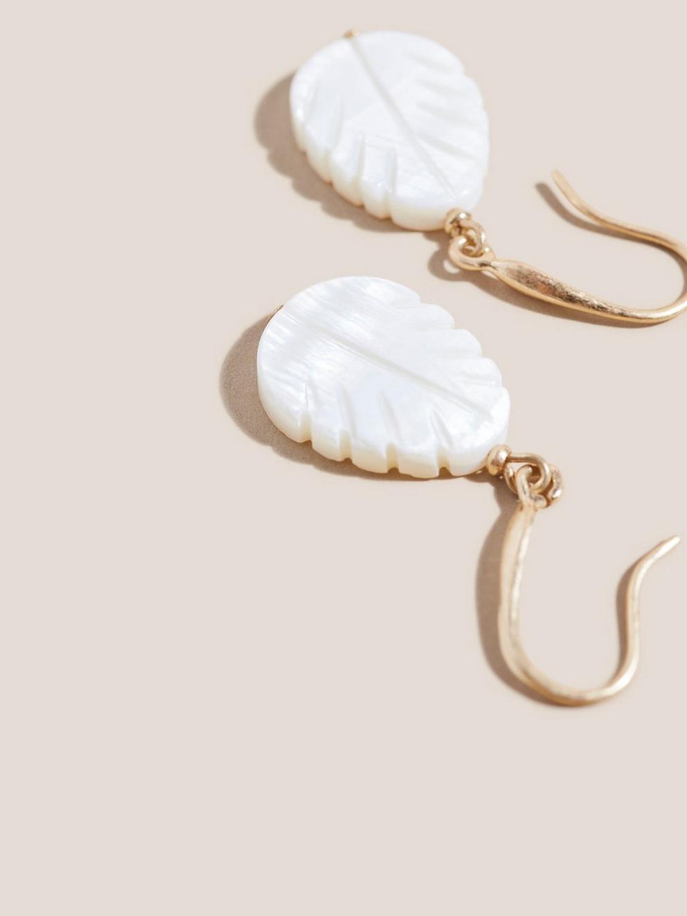 Feather Leaf Drop Earrings in IVORY MLT - FLAT DETAIL