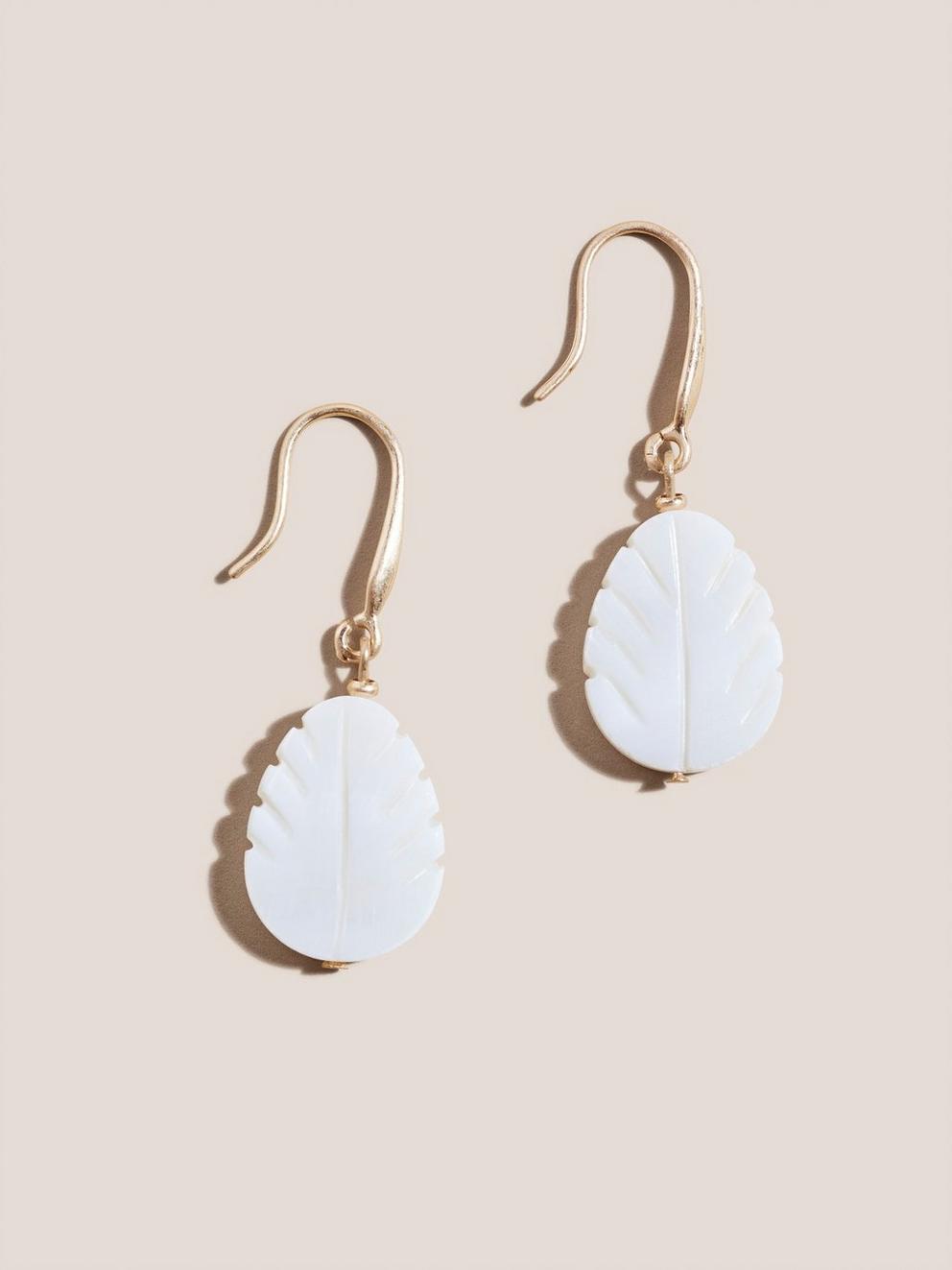 Feather Leaf Drop Earrings in IVORY MLT - FLAT FRONT
