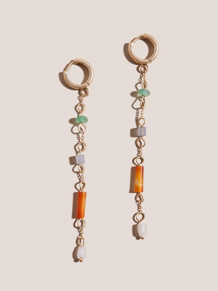 Multi Bead Drop Earrings in RED MLT - FLAT FRONT