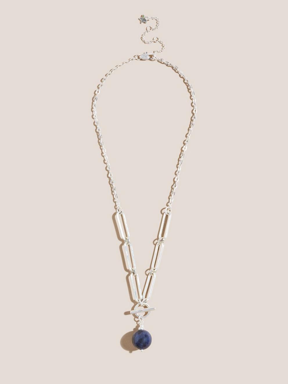 Bead Chain Necklace in DEEP BLUE - FLAT FRONT