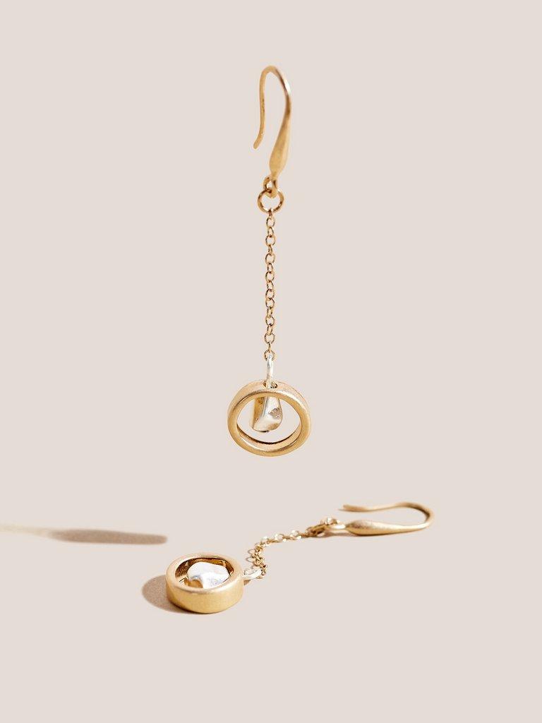 Pearl Drop Circle Earrings in GLD TN MET - FLAT DETAIL