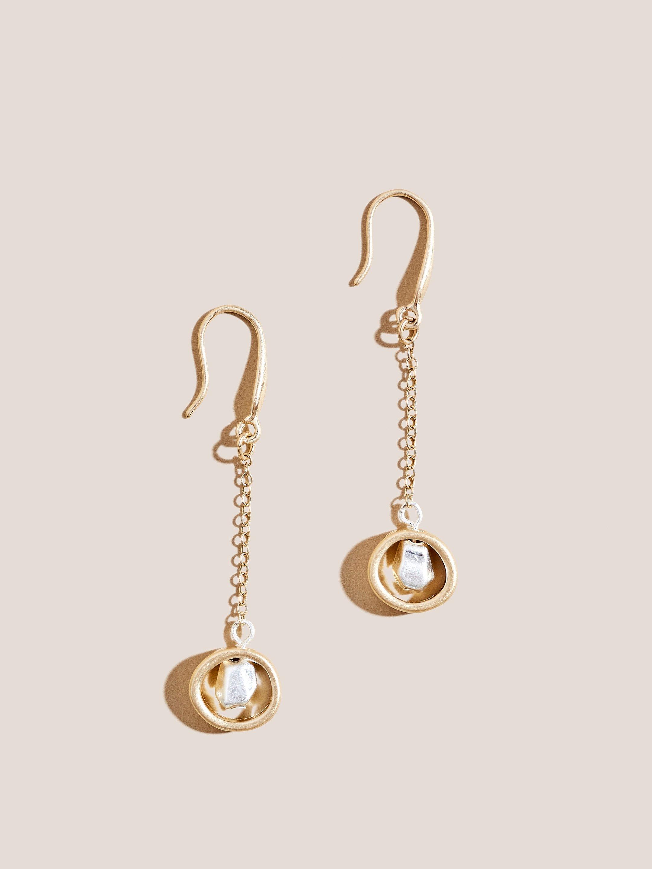 Pearl Drop Circle Earrings in GLD TN MET - FLAT FRONT
