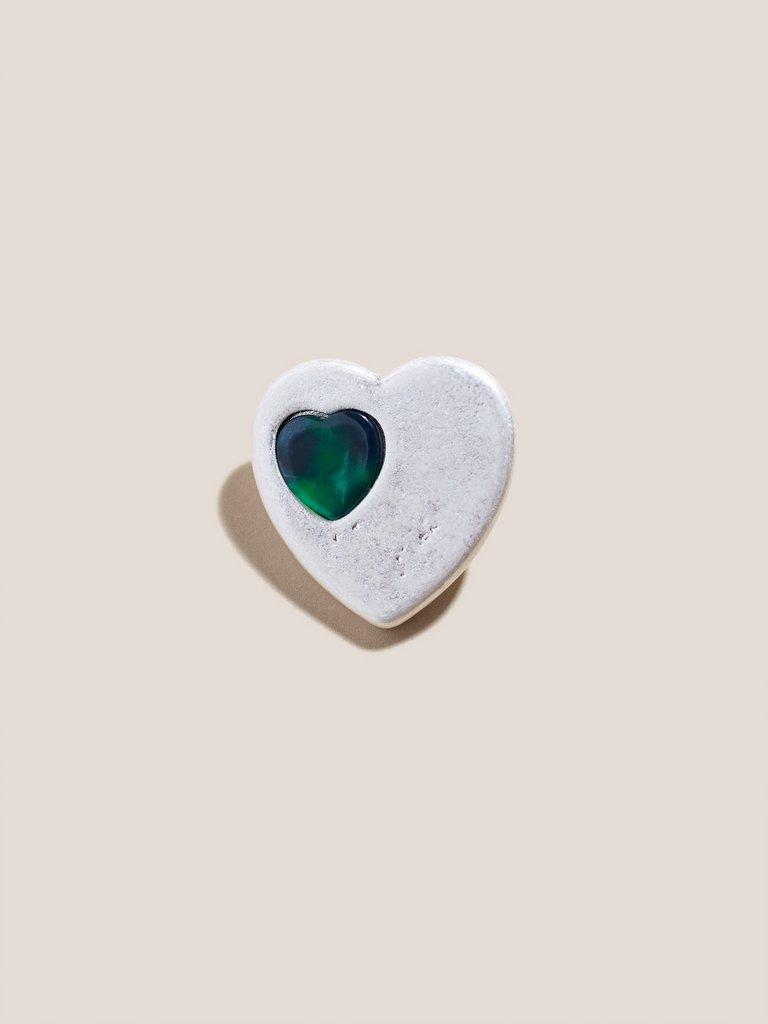 Mixed Metal Heart Brooch in MIXED MET - FLAT FRONT