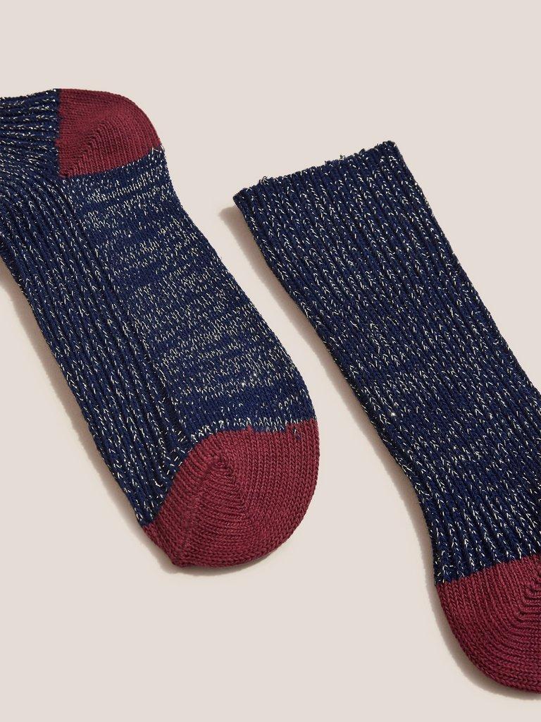 Sparkle Boot Sock in DARK NAVY - FLAT DETAIL