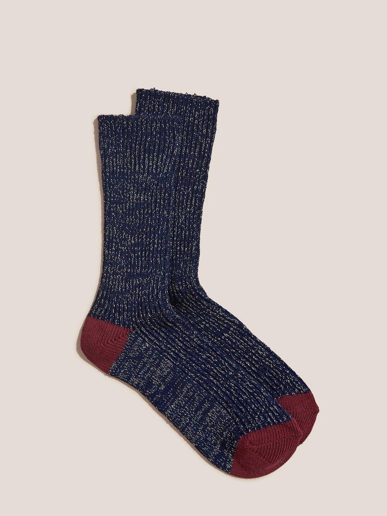 Sparkle Boot Sock in DARK NAVY - FLAT FRONT