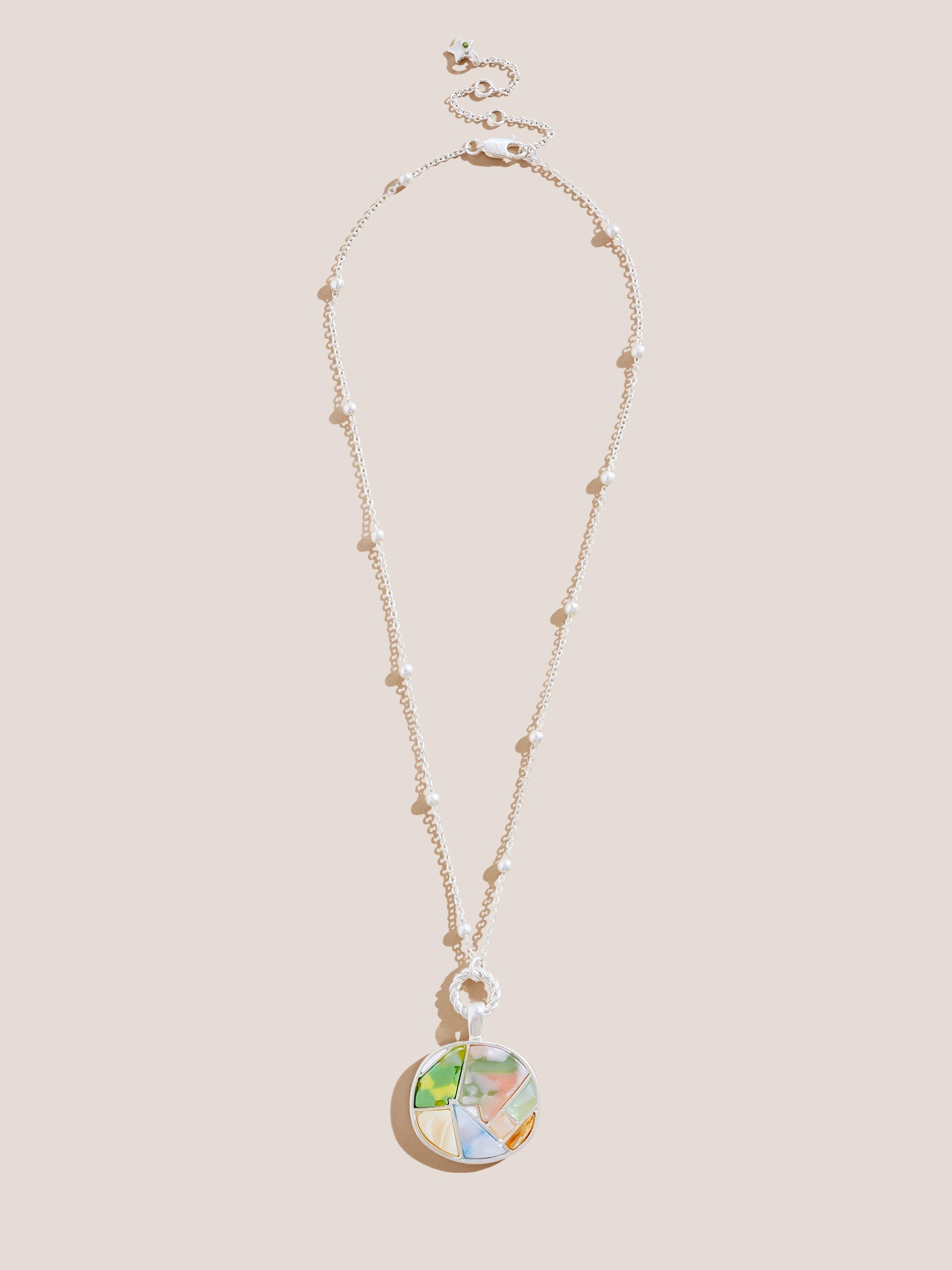 Mosaic Short Pendant Necklace in SLV TN MET - FLAT FRONT